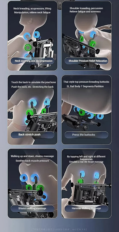 2025 4D-Massagesessel Shiatsu-Massage Ganzkörpermassagesessel Schwerelosigkeit, ausziehbare Fußstütze, SL Track Heizung Airbags, Heizung