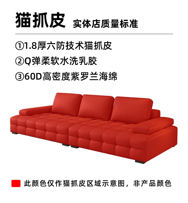 Modern Minimalistisches neues Leder Wohnzimmer Lawrence Italienisches leichtes Luxus gerades L-förmiges modulares Faules Weiches Tatami Lounge Sofa