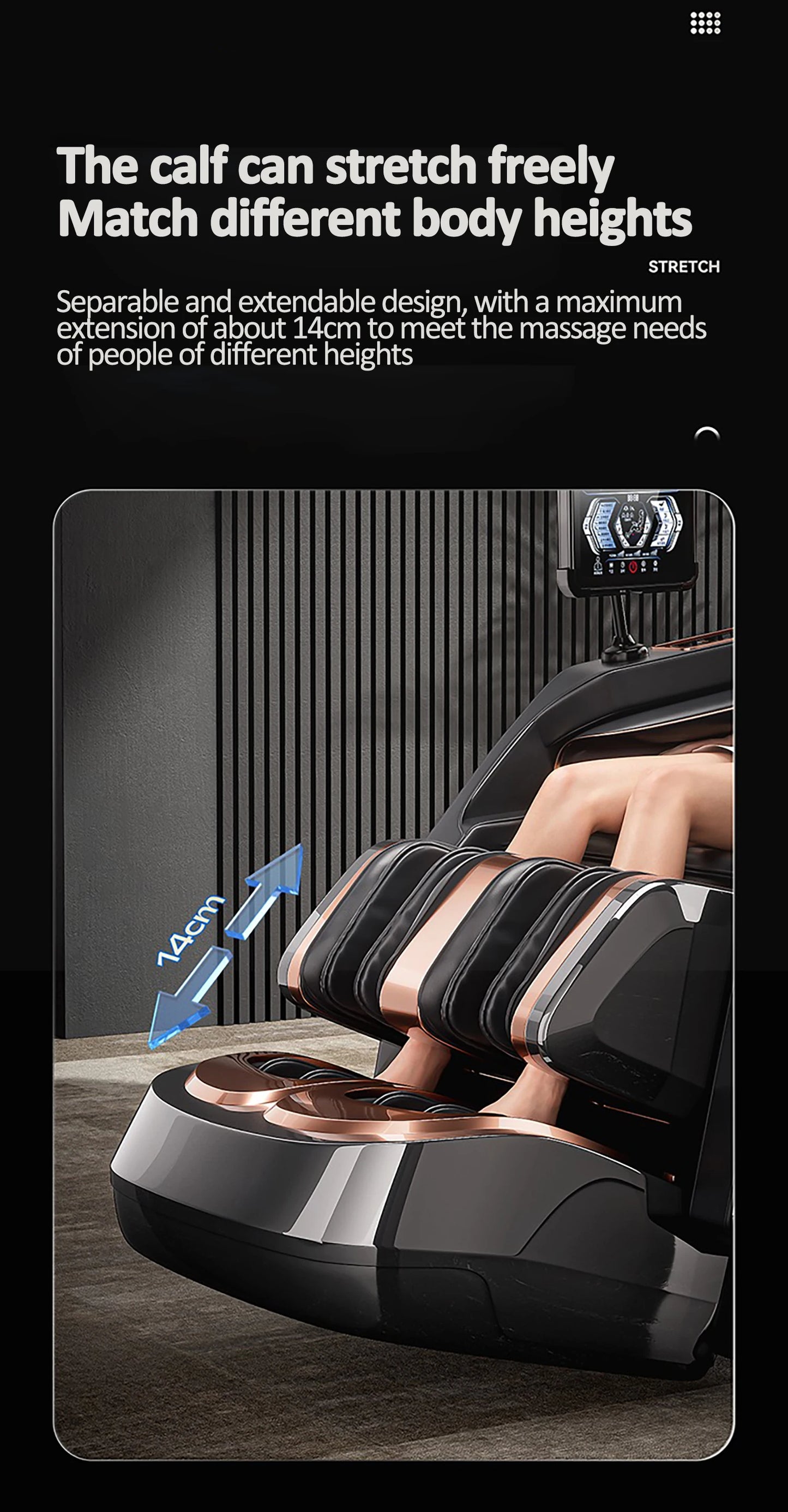 Luxuriöser elektrischer 4D-Massagesessel Zero Gravity SL-Track & Wärmetherapie Ganzkörper-Airbag Yoga Stretching Shiatsu-Liegesessel Massage
