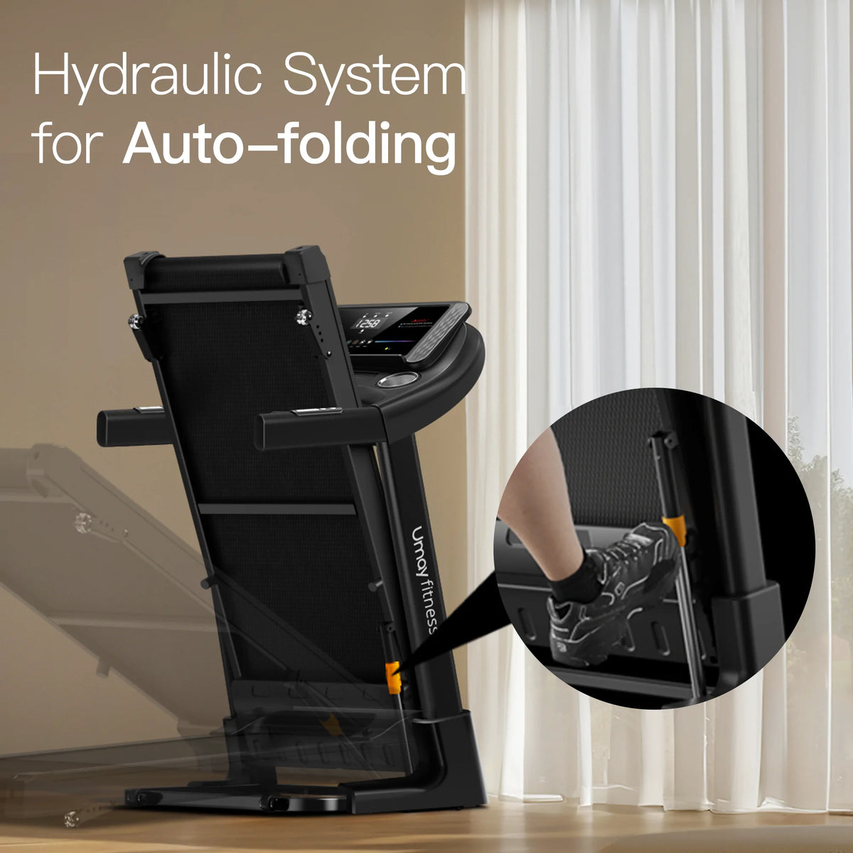 Home Folding Incline Treadmill with Pulse Sensors, 3.0 HP Quiet Brushless, 300 lbs Capacity