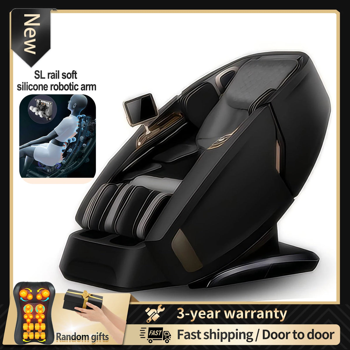 2025 New Tech 4D Massage Chair AI Voice Control Full Body Air Compression SL Track Heat Therapy Foot Roller USB Charging chair