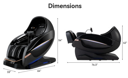 OSKOR 4D Zero Gravity Massagesessel Ganzkörperkabine mit Schlafhaube – Shiatsu Massagesessel mit Wärme, Körperscan, SL-Schiene
