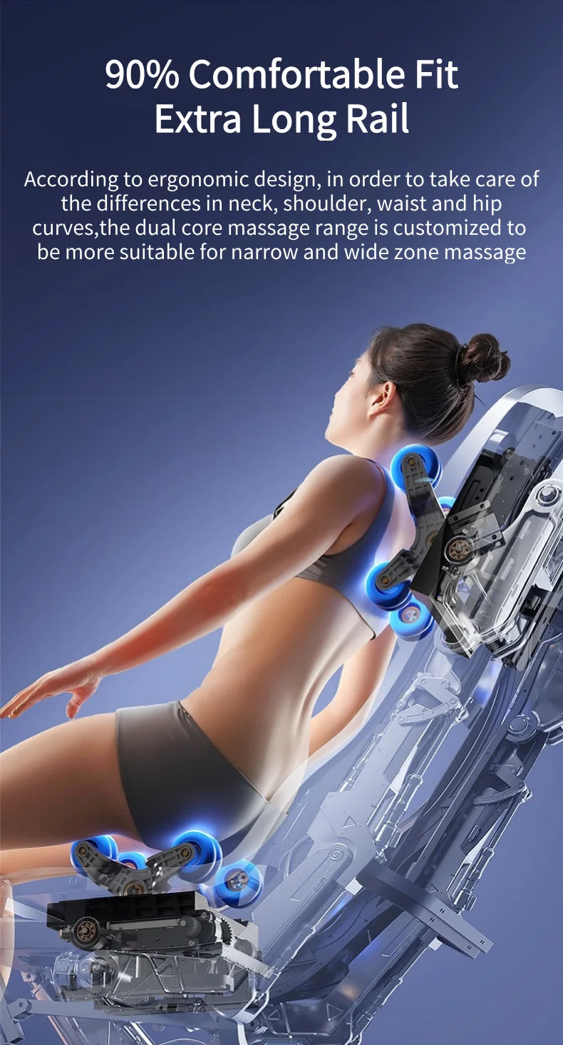 4D Smart Sensory Dual-Movement-SL-Track-Massagesessel, Thai-Stretch, elektrische Beinauflage, Liegesofa, Zero Gravity, Home-Office-Sessel