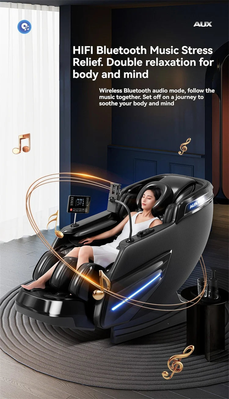 AUX 6D Shiatsu-Massagesessel, Smart-Massagesessel, Ganzkörper-Schwerelosigkeits-Streckmassagesessel, Relax-Massagesessel