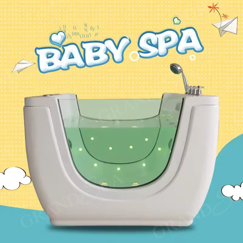 Modern Ozone Heated Baby Spa Bath Indoor Floating Jacuzzi Includes Light Emitting Diode Massage Baby Spa Bath