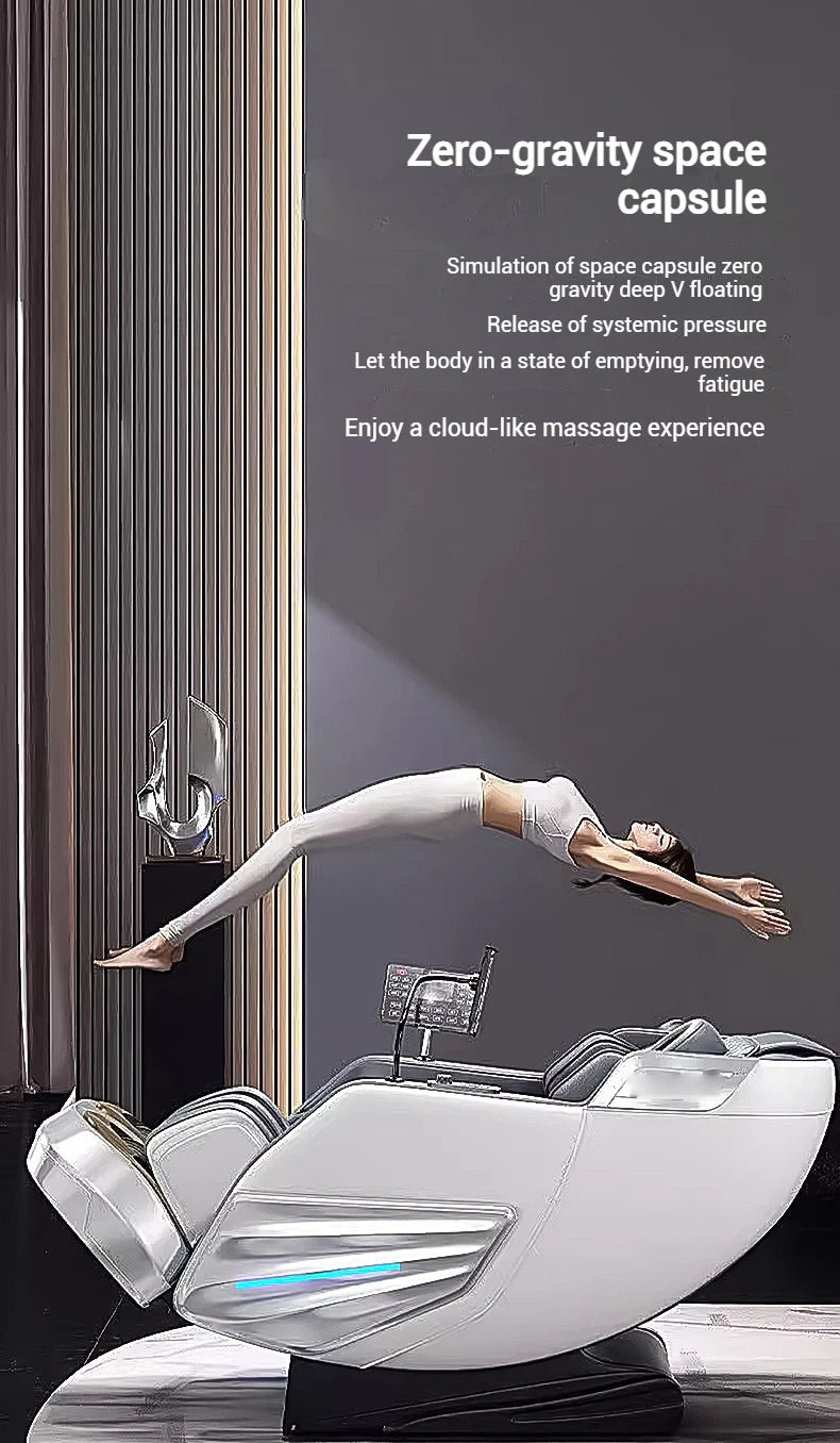 2025 4D-Massagesessel Shiatsu-Massage Ganzkörpermassagesessel Schwerelosigkeit, ausziehbare Fußstütze, SL Track Heizung Airbags, Heizung