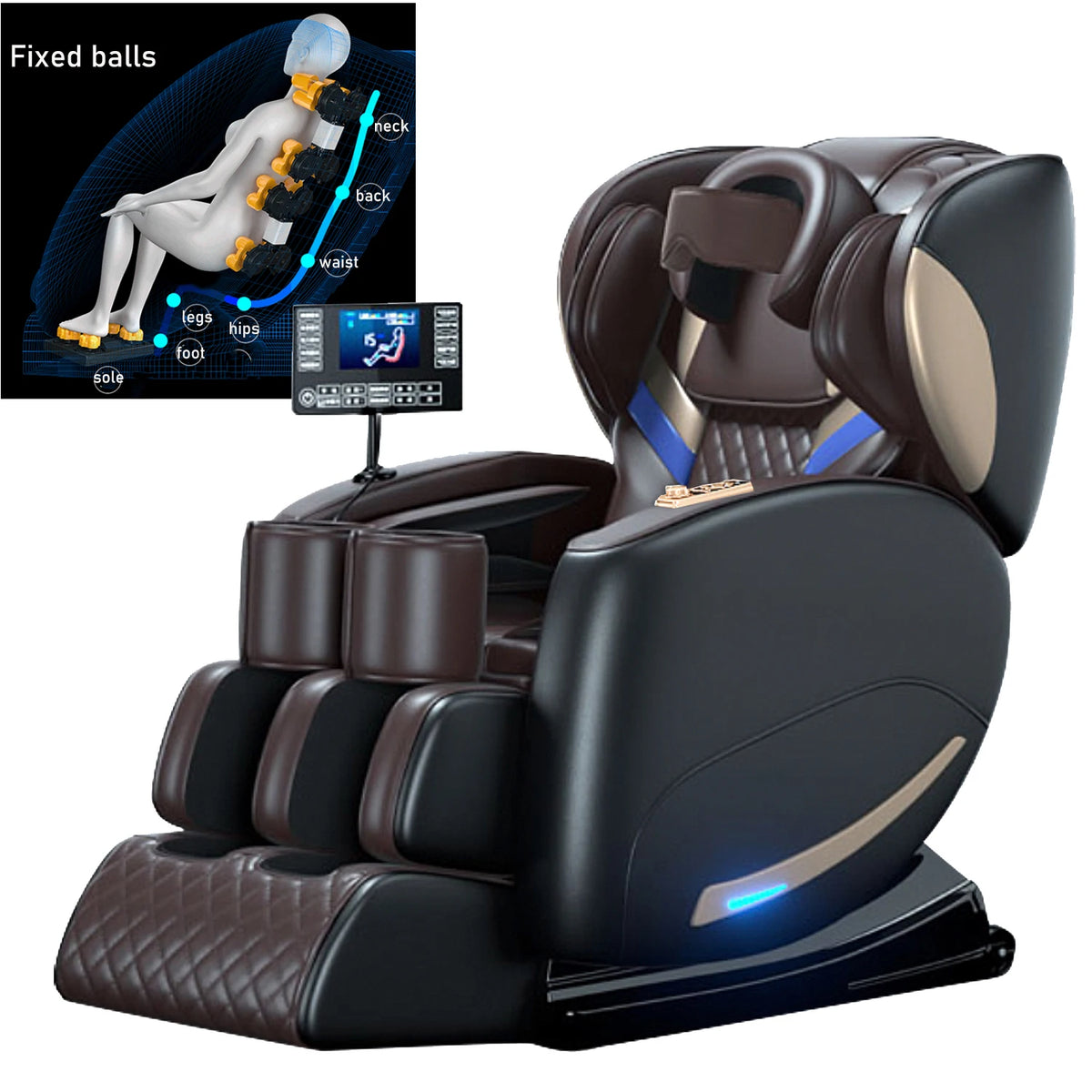 2025 4D-Massagesessel Ganzkörper-Massagesessel mit Schwerelosigkeit, verlängerter Fußstütze, SL-Schiene, Yoga-Stretch, Fußrollen und Heizung