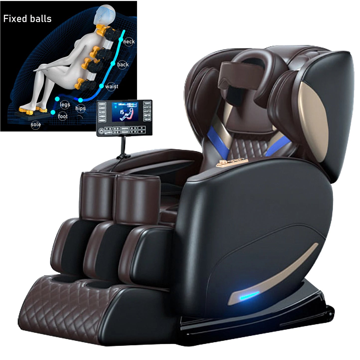 2025 4D-Massagesessel Ganzkörper-Massagesessel mit Schwerelosigkeit, verlängerter Fußstütze, SL-Schiene, Yoga-Stretch, Fußrollen und Heizung