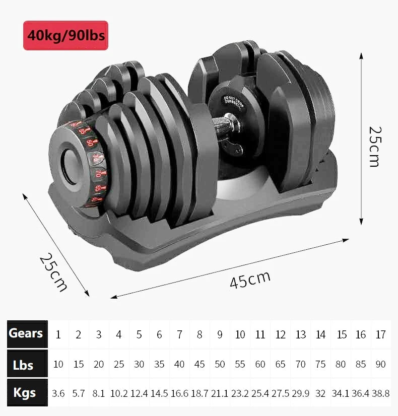 In Stock Home Gym Multi-function Cast Iron Dumbbells 24kg 40kg 52.5lbs 90 Lbs Adjustable Dumbbell Set