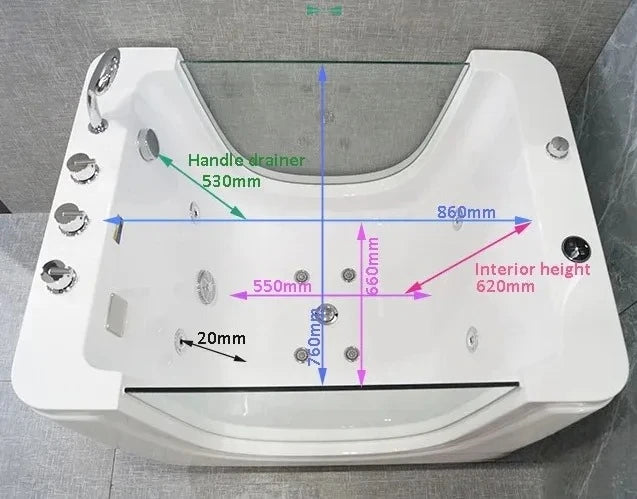 Kinderbadewanne, weißer Fiberglas-Verbundwerkstoff, optionale Zusatzfunktionen und Konfigurationen, anpassbar