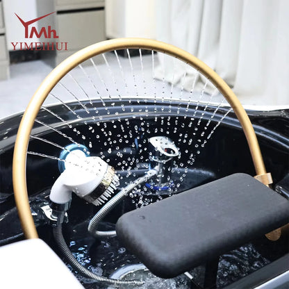 Salon Head Spa Kunstleder Kopftherapiebetten Automatisches Massage-Shampoo-Bett