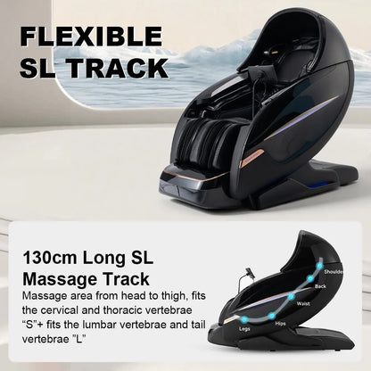 OSKOR 4D Zero Gravity Massagesessel Ganzkörperkabine mit Schlafhaube – Shiatsu Massagesessel mit Wärme, Körperscan, SL-Schiene