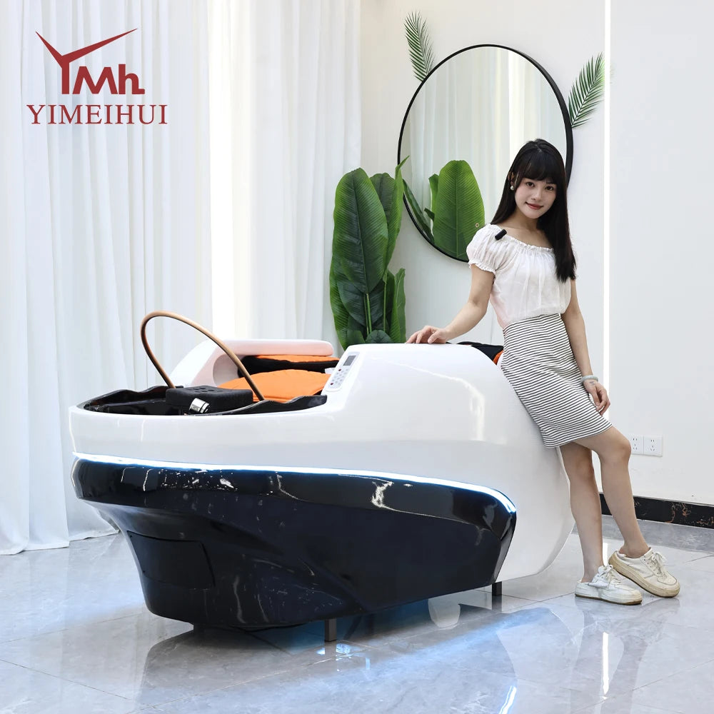 Custom luxury salon wash basin 4d full body electric massage spa beds wide shampoo bed