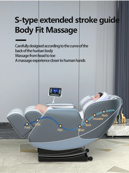 Luxus-Weltraumkapseln PU-Leder 8D-Festpunkt Intelligenter bester Ganzkörper-Massagesessel mit Musikfunktion und Körpergesundheitspflege