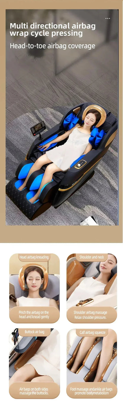 4D SL Tracking Massagesessel, Zero Gravity Liegesessel, Ganzkörper-Airbag-Massagesofa, Bürostuhl mit Touchscreen, 3 Jahre
