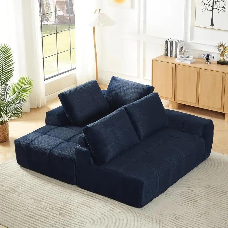 L-förmiges Luxus-Ecksofa aus Kunstfell, minimalistisches Design, bequeme Schlafcouch für Wohnzimmer, Apartments und Empfangsbereiche, Nein