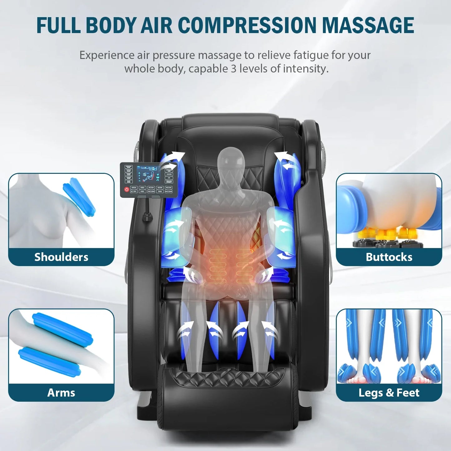 2025 7ft Professioneller Ganzkörper-Elektromassagesessel 400Lbs Kapazität 4D Massage Schwerelosigkeit Multifunktions-Heimmöbel