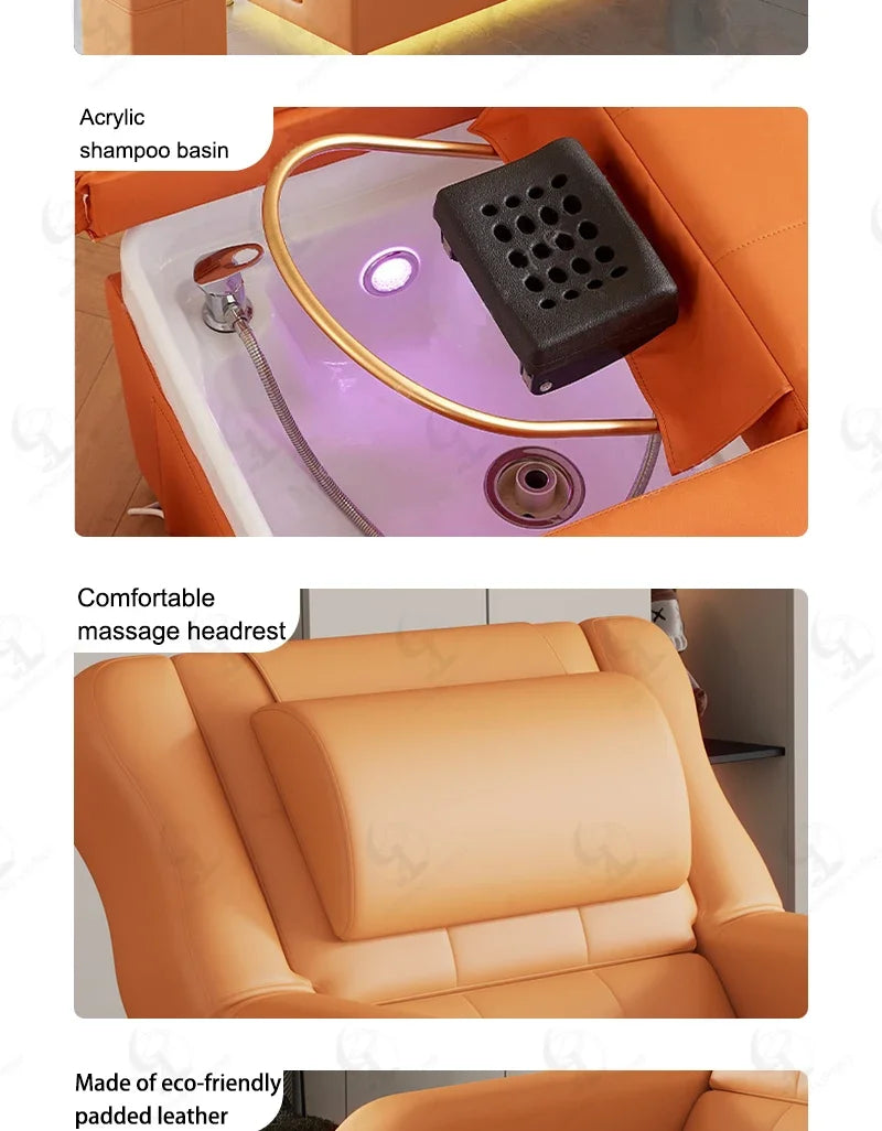 2026 Custom Luxury Modern Head Spa Foot Bath Back Lift Electric Reclining Massage Shampoo Bed