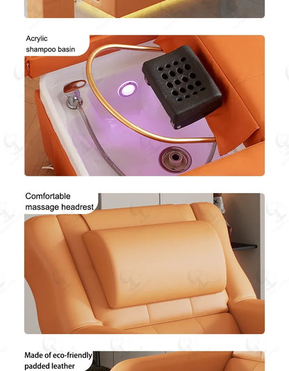 2026 Custom Luxury Modern Head Spa Foot Bath Back Lift Electric Reclining Massage Shampoo Bed