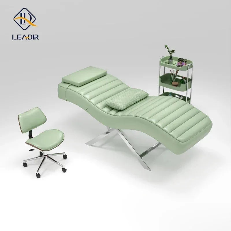 Moderne goldene Basis, Massagetisch für Schönheit Wohnzimmer, Wimpern Wimpernverlängerung, Komplettes Set an Möbeln