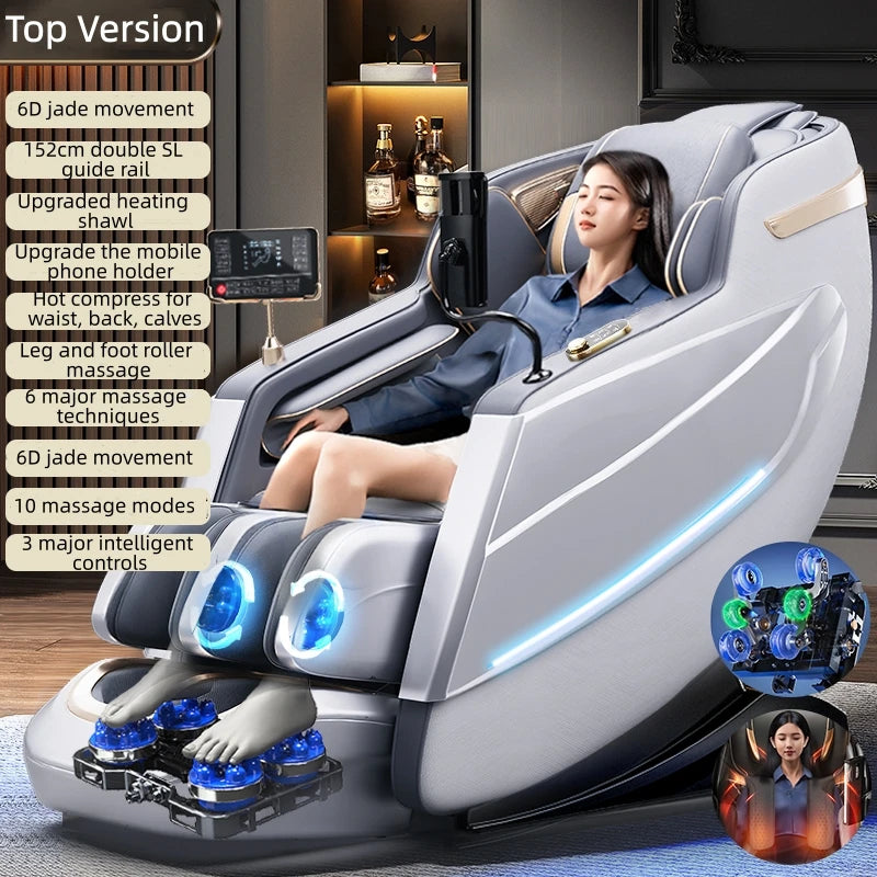 4D Mechanismus Massagesessel Tiefe Thai-Dehnung LCD Touchscreen Wadenrolle Airbag Kompression Kneten Schwerelosigkeit Entspannung