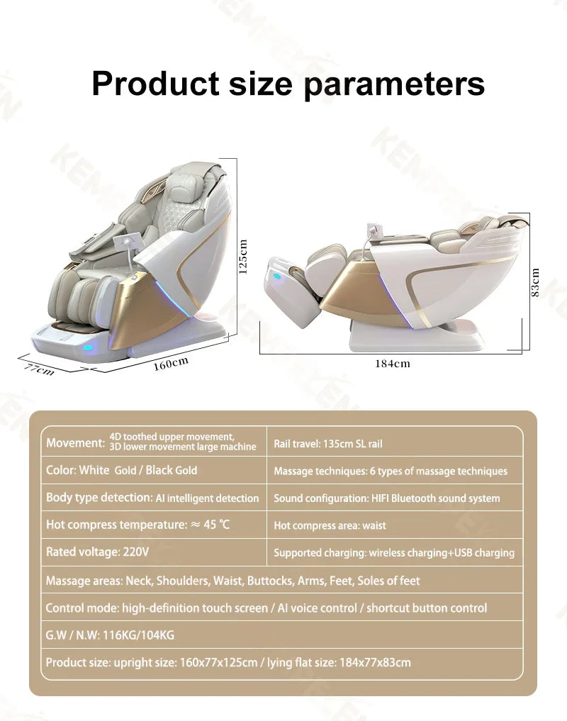 Flaggschiff 4D+3D Dual-Core Smart Massagesessel | KI-Zielerkennung & 149cm SL-Schiene | 6 Meditationsmodi & Zero Gravity Rocking