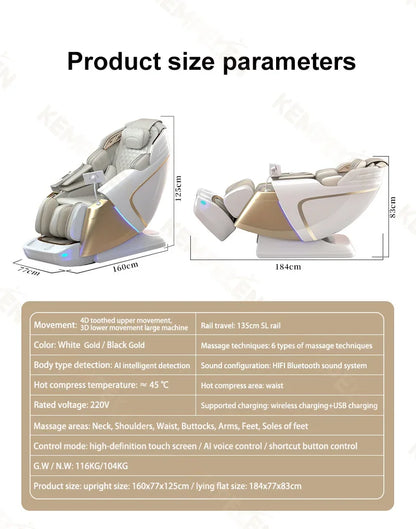 Flaggschiff 4D+3D Dual-Core Smart Massagesessel | KI-Zielerkennung & 149cm SL-Schiene | 6 Meditationsmodi & Zero Gravity Rocking