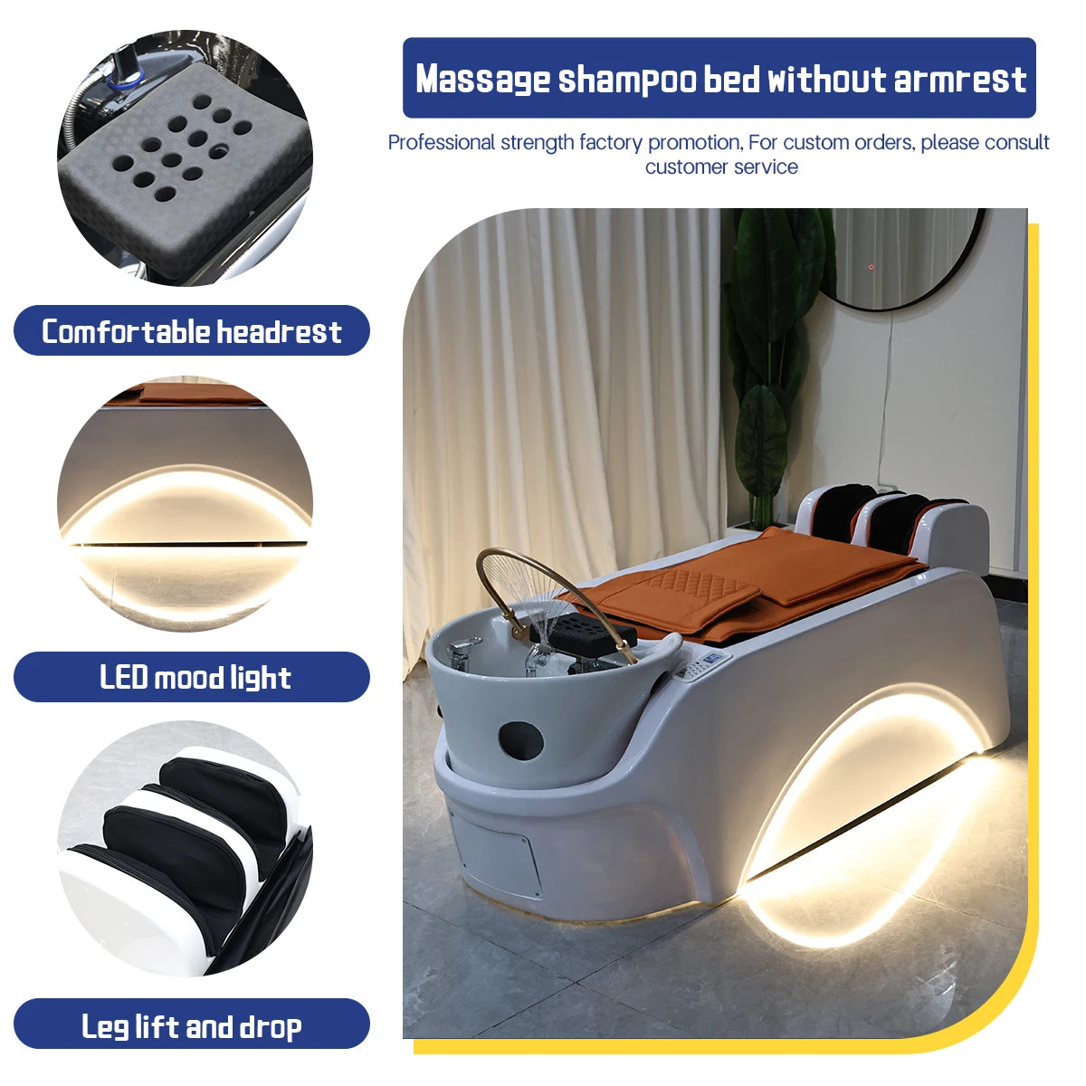 Lieferant von Salonmöbeln Elektrisches Spa-Kopf-Wassertherapie-Shampoobett Haarwasch-Massagestuhl Shampoobetten mit Beckendampfgerät