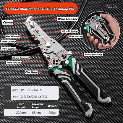 Multifunctional Wire Stripper &amp; Electrical Test Pen – Foldable Cable Cutter &amp; Crimper Tool