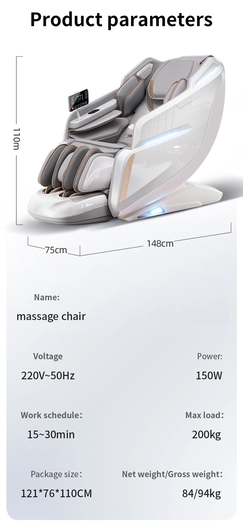 4D Zero Gravity Massage Chair SL-Track Full Body Airbags Heating Foot Rollers Shiatsu Thai Stretch  AI Voice 3-Year Warranty