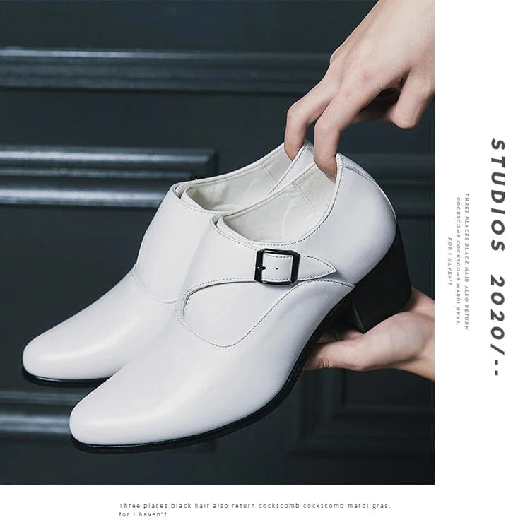 Men’s Brogue Dress Shoes – Thick Heel Leather Shoes for Weddings, Business & Casual Events