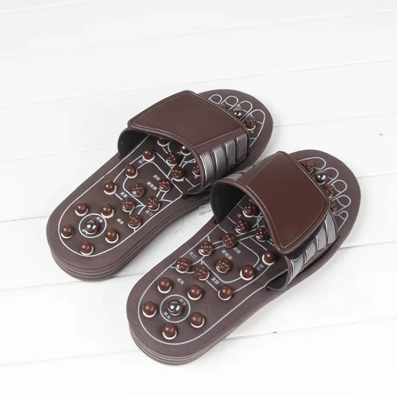 Portable Sandals Reflexology Massage Acupressure Foot Massager with Replaceable Head Thick Bottom EVA Foot Massage Slipper
