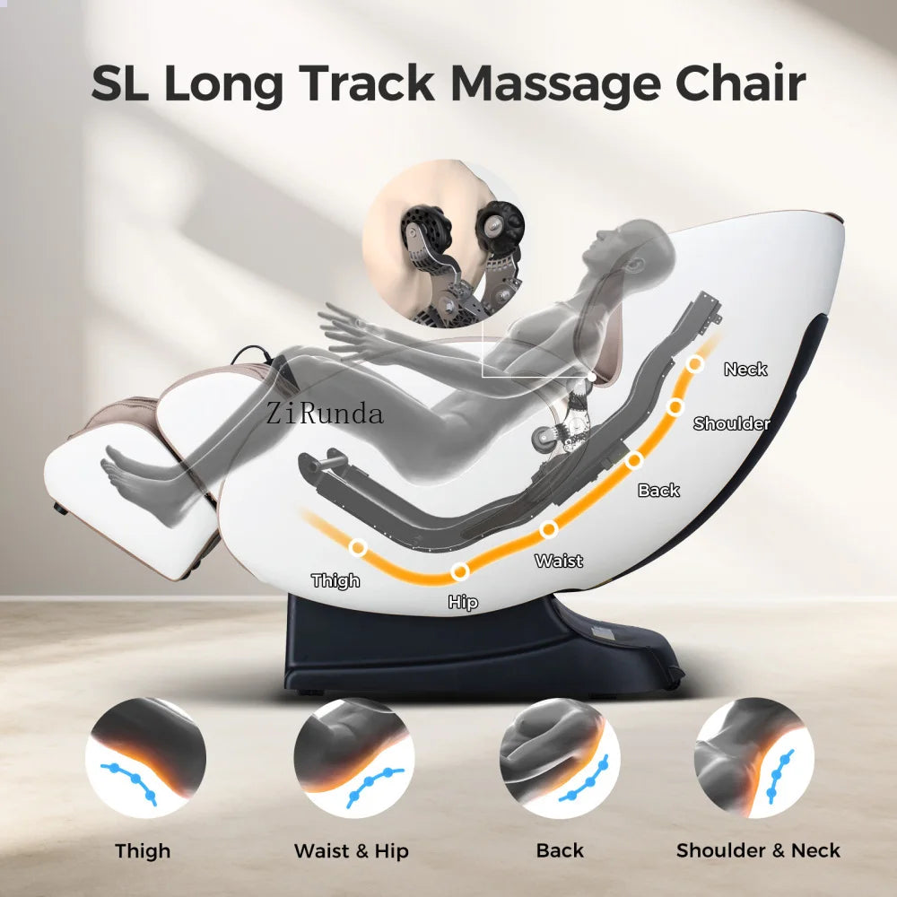 3D-Zero-Gravity-Massagesessel, Shiatsu-Ganzkörper-Liegesessel mit App, Schwarz