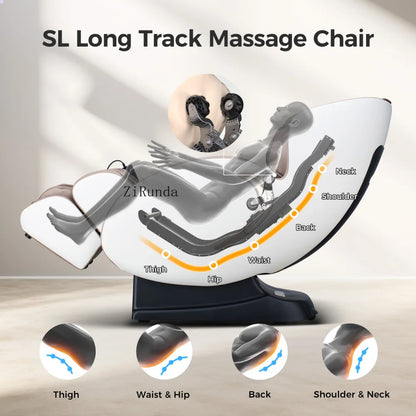3D-Zero-Gravity-Massagesessel, Shiatsu-Ganzkörper-Liegesessel mit App, Schwarz