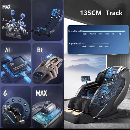 Luxus-Massagesessel Zero Gravity Ganzkörper-Airbag SL-Track Heizung Bluetooth-Musik AI-Sprache Bürostuhl 3 Jahre Garantie