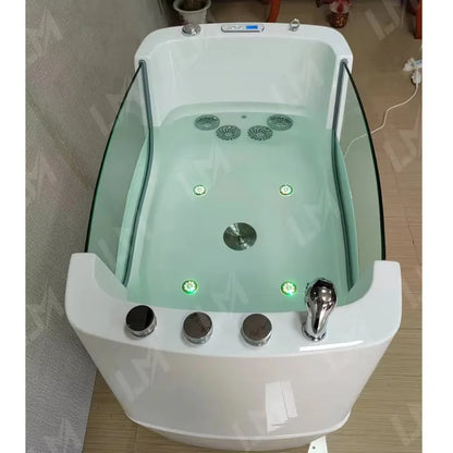 Modern Freestanding Ozone Massage Spa Bathtub with Shower Head for Pet Grooming & Cleansing Bath Whirlpool for Bathroom