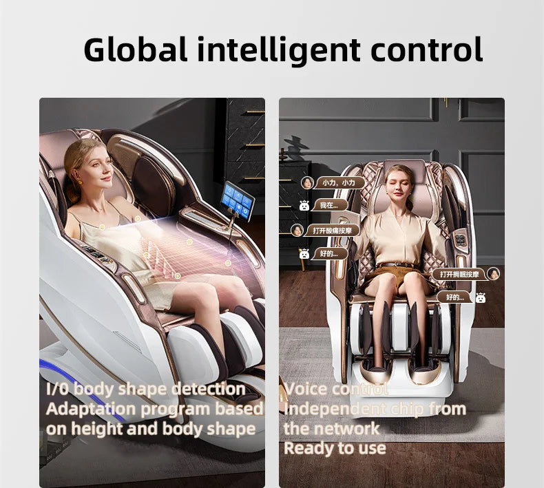 Zero Gravity 4D Massagesessel SL-Track (L-Track) Ganzkörper-Luftmassage Elektrischer Relaxsessel für Heimbüro 3 Jahre Garantie