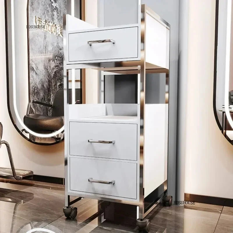 Spezielle Salon-Rollwagen Schrank Friseursalon Kommerzielle Möbel Barbier-Shop Multifunktionaler Aufbewahrungswagen mit Schublade