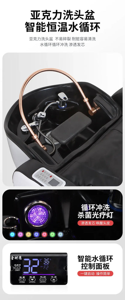 Fabrik Salon Möbel Friseurladen Elektrisches Massagebett Japanisches Kopf-Spa-Bett Wasserzirkulation Automatisches Massage-Shampoo-Bett