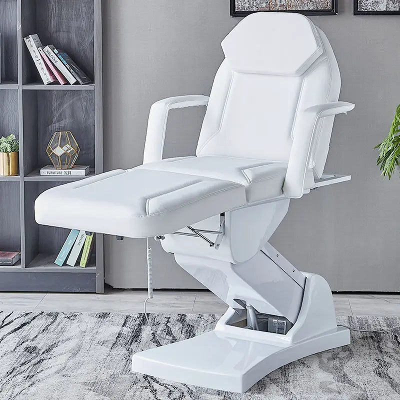 Eyelash Extension Bed Electric Multi-Functional Standing Ivory White PU Leather 3-Motor Electric Massage Bed Beauty Tattoo Bed