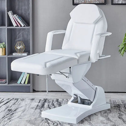 Eyelash Extension Bed Electric Multi-Functional Standing Ivory White PU Leather 3-Motor Electric Massage Bed Beauty Tattoo Bed