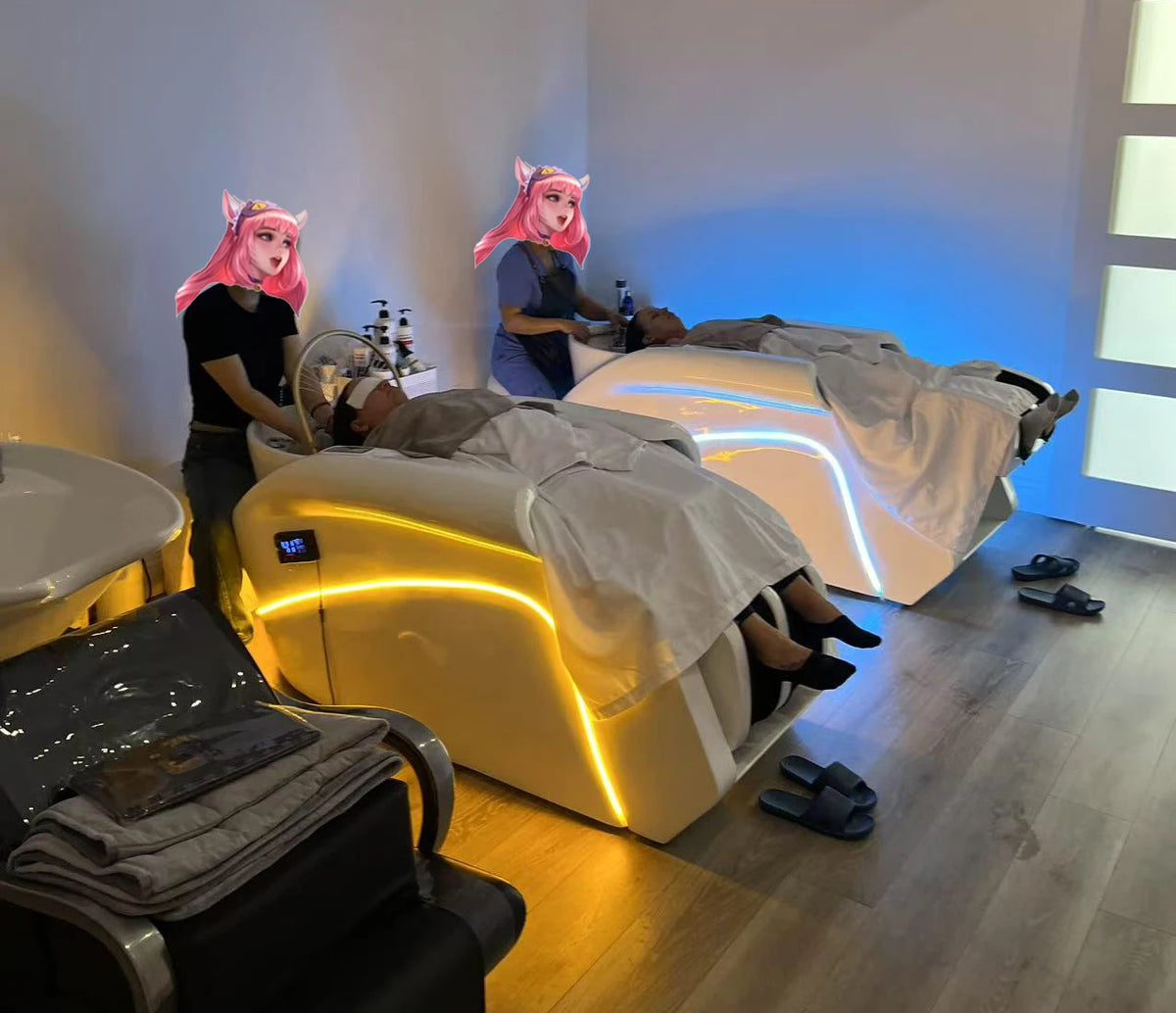Premium automatisches Massage-Haarwaschbett | Markensalon-Shop Massagetisch | Kommerzielle Saloneinrichtung
