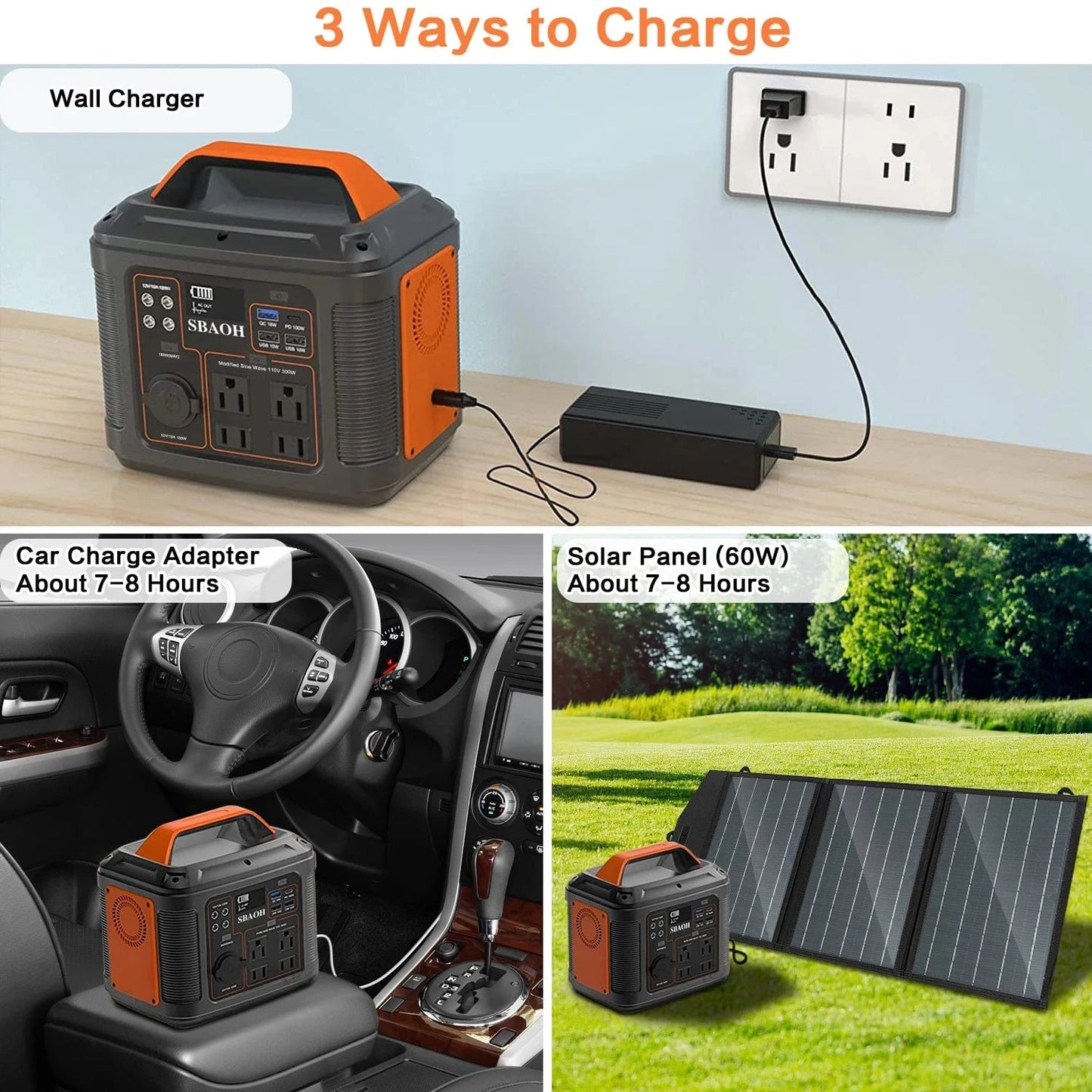 Portable Power Station 300W – 296Wh Solar Generator with Quick Charge