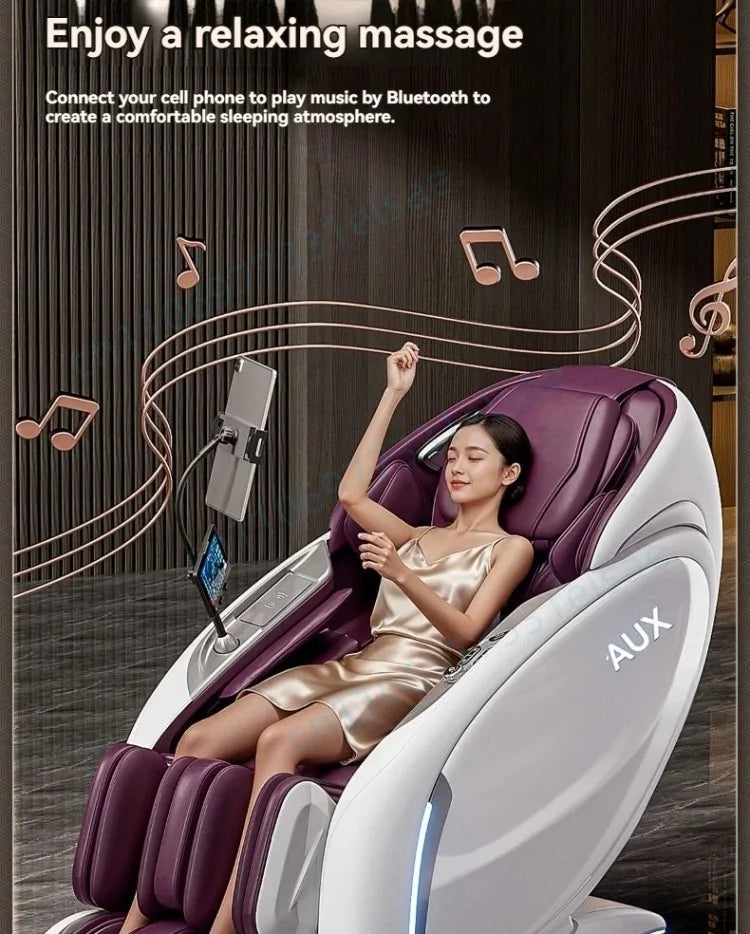 Fauteuil de massage intelligent 4D+4D, massage complet du corps, zéro gravité, fauteuil inclinable électrique Shiatsu avec rouleaux pour les pieds, scan corporel, chauffage