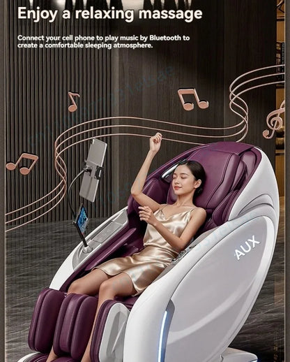 Fauteuil de massage intelligent 4D+4D, massage complet du corps, zéro gravité, fauteuil inclinable électrique Shiatsu avec rouleaux pour les pieds, scan corporel, chauffage