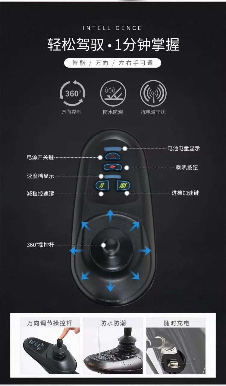 Electric wheelchair Automatic intelligent 24V electric wheelchair Special for the elderly Disabled scooter Foldable