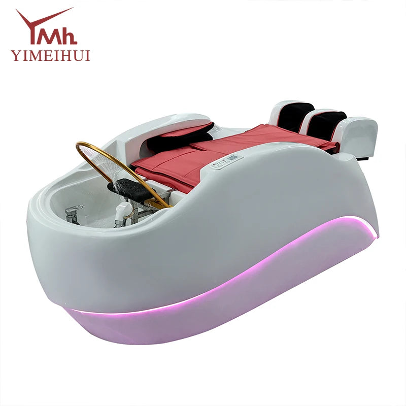 Friseursalon-Möbel Kopfhaut-Spa-Bett Elektrisches intelligentes 4D-Massage-Haarwasch-Wasserkreislauf-Shampoo-Stuhl mit Kopftherapie