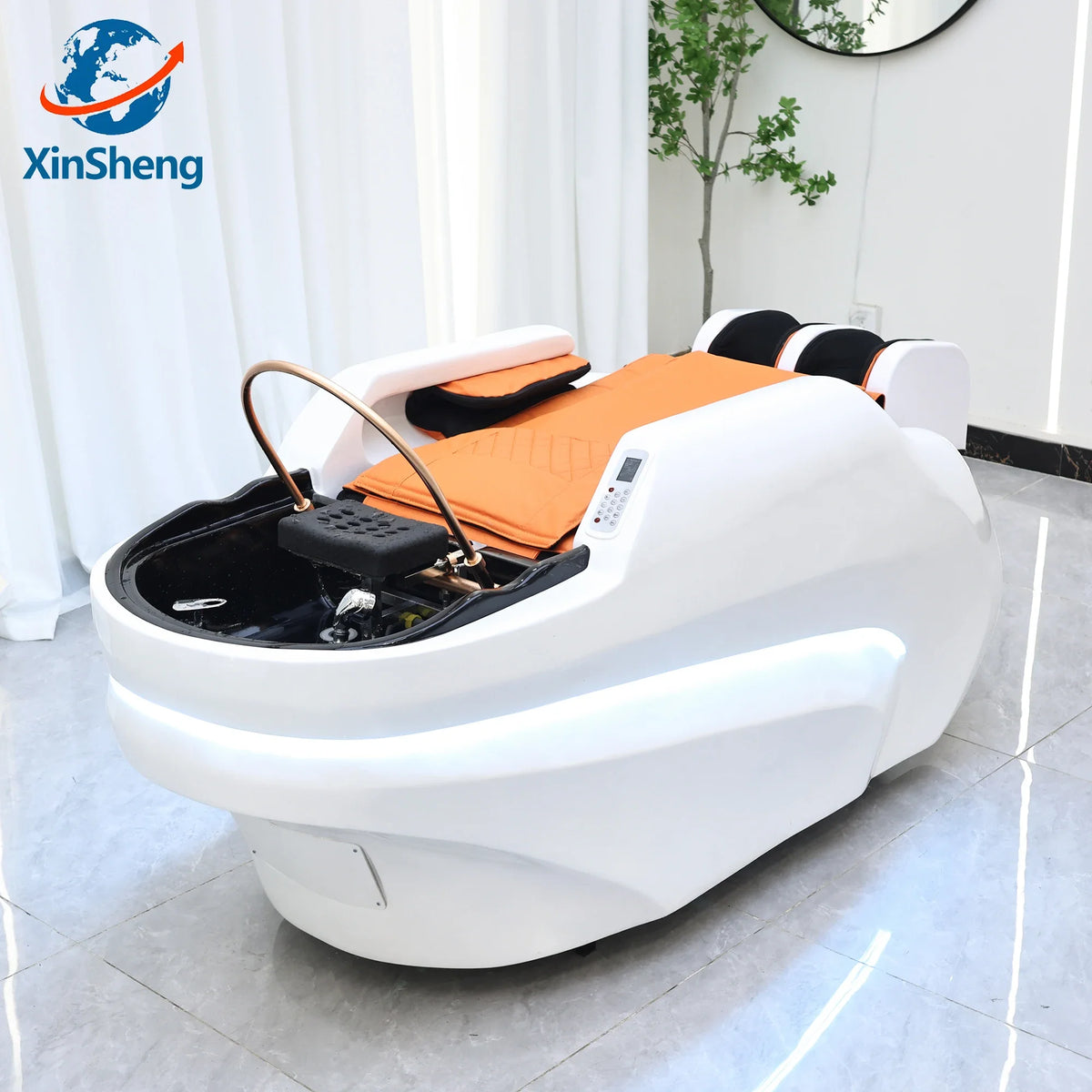 XinSheng Professionelles elektrisches Massagebett Kopf-SPA-Salon-Massagetisch Haarwasch-Räucherbetten Friseursalon Intelligente Möbel