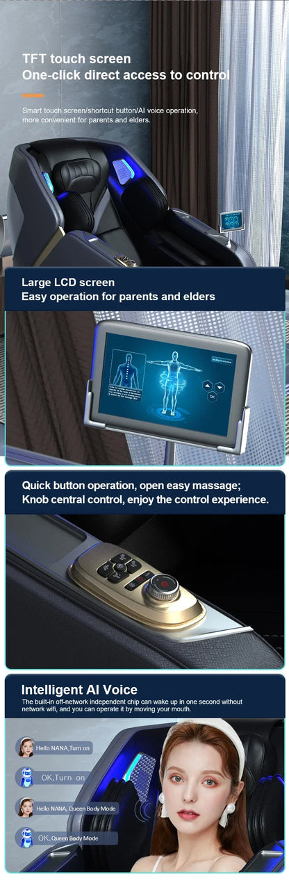4D Zero-Gravity-Massagesessel: Airbag-Massage, Rückenheizung, Sprachsteuerung, Bluetooth-Lautsprecher – Die beste Wahl für Ihr Smart Home