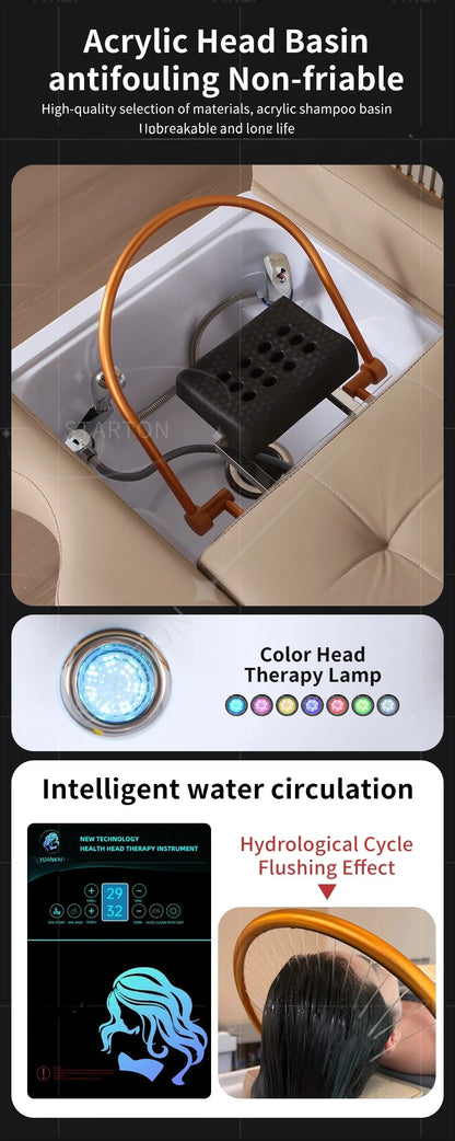 Japanischer Head Spa Shampoo Bett Schönheitssalon Möbel Spa Center Pediküre Stuhl Elektrische Rückenlift Massageliege